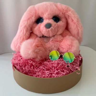 Розовый зайка из натурального меха (Holich Toys)